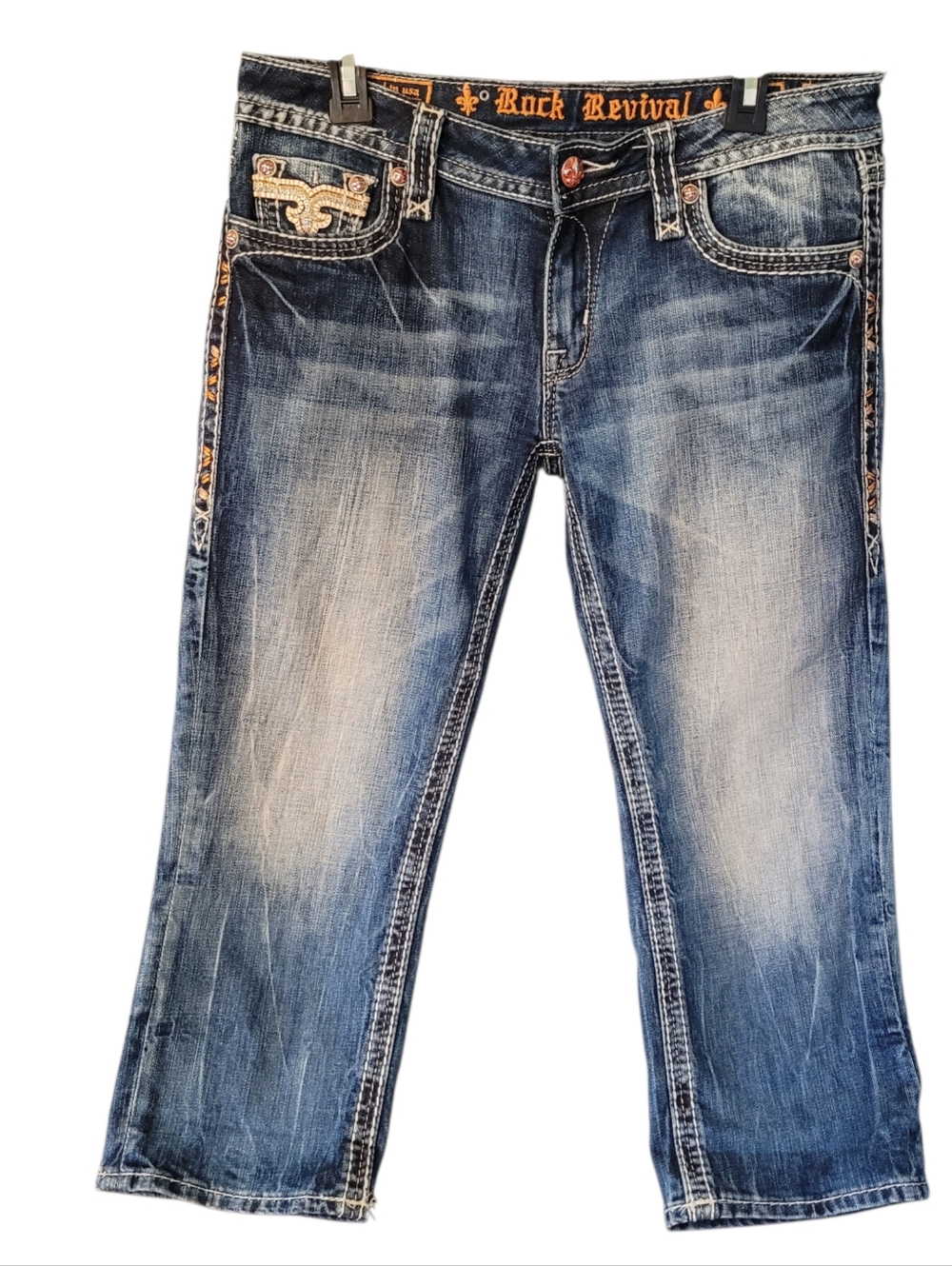 Rock Revival Angie embellished capri length jeans - 30.           A23